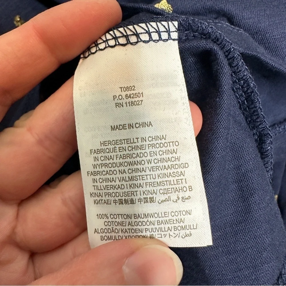 NWT Boden Notch Neck Smocked Frill Top in navy, foil dot - Picture 9 of 11